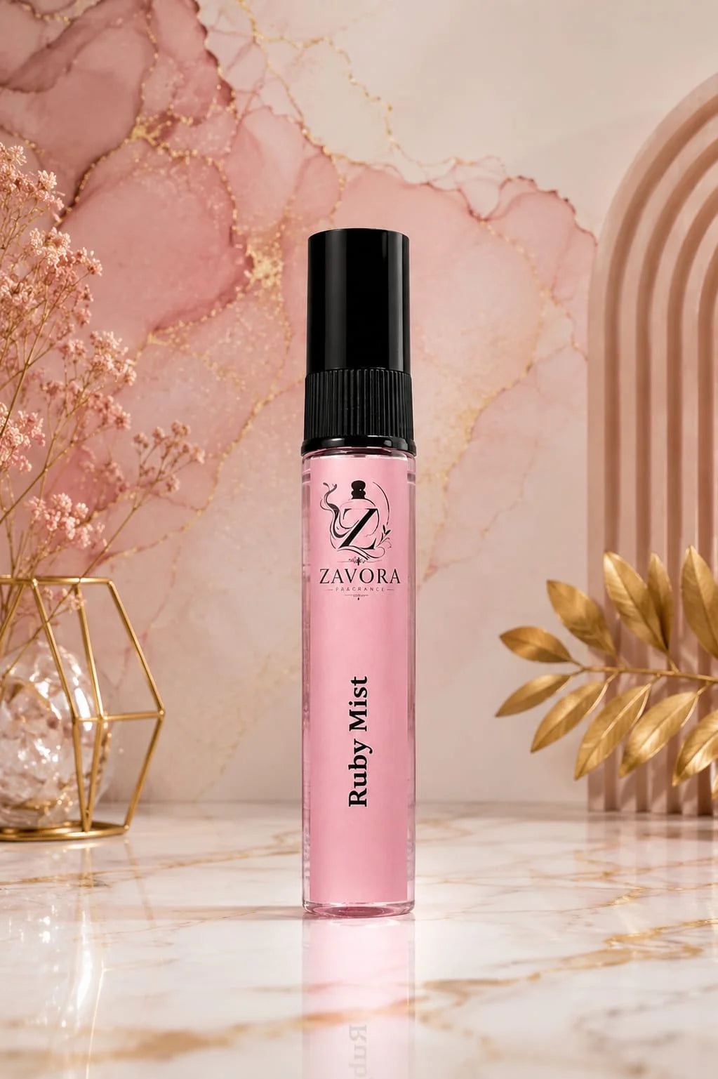 Ruby Mist 5ml tester by Zavora, pink extrait de parfum travel spray