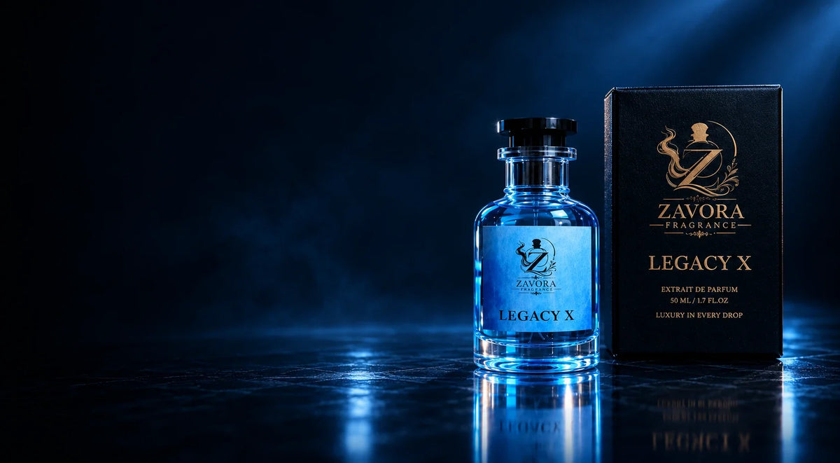 Zavora Legacy X extrait de parfum 50ml with its black and gold box