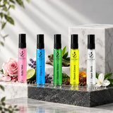 All five Zavora 5ml testers: Ruby Mist, Legacy X, Thunder Storm, Dessert Crown, Aqua Rush